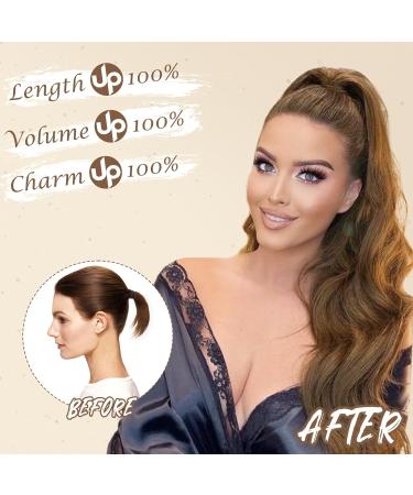 BARSDAR 26'' Wavy Drawstring Ponytail Extension - Synthetic Clip in Ponytail for Women - Light Brown Mix Blonde - 1 Pack - Buy Online on GoSupps.com