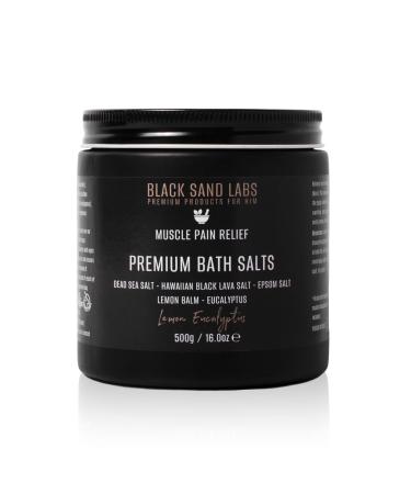 Black Sand Labs Premium Bath Salts for Him Premium Blend of Dead Sea Hawaiian Black Lava & Epsom Salts for Muscle and Joint Pain Relief Luxury Bath Salts for Men (Lemon Eucalyptus)