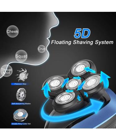 Electric Shaver Razor for Men 2 in 1 Bald Head Shaver Beard Trimmer Professional USB Rechargeable Hair Razor with 5 Rotary Head Washable Electric Shaver - Buy Online on GoSupps.com
