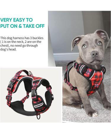 Heele Adjustable No-Pull Dog Harness | Reflective & Breathable for Small Dogs | XS (Chest 33-43cm) | Black-Red - Buy Online on GoSupps.com