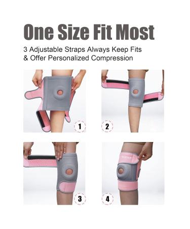 Women's Knee Support Brace for Arthritis Relief - Adjustable Straps - Pink-Grey - M-XXL (15 to 22 inches) - Buy Online on GoSupps.com