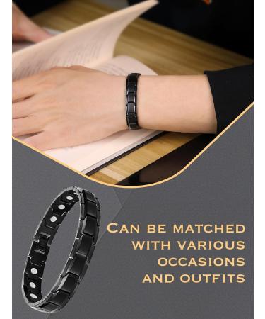 Men's Jeracol Titanium Steel Magnetic Bracelet | Adjustable Wristband with Ultra Strength Magnets | Free Links Removal Tool & Gift Box | Black - Buy Online on GoSupps.com