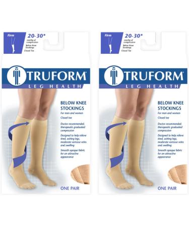 Buy Truform Short Length Compression Stockings 20-30 mmHg - Beige Medium (2 Pack) | International Shipping Available - Buy Online on GoSupps.com