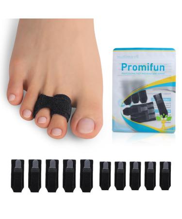 10 Pack Hammer Toe Corrector Toe Splint For Broken Toes Brace Orthopedic Separator Cushioned Bandages Heal Wrap Toe Straighteners for Crooked Toes (Black 5L+5S