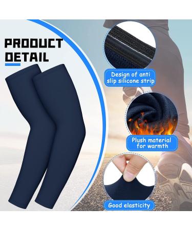 4 Piece Thermal Arm Warmer Compression Sleeve for Men & Women - Medium, Ideal for Winter Outdoor Activities - Cycling, Basketball, Running - Black/Navy Blue - Buy Online on GoSupps.com