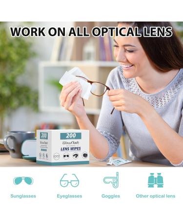 200 Count Lens Wipes | Pre-Moistened Eyeglass Cleaner | Scratch-Free Streak-Free Optics Wipes for Sunglasses & Cameras - Buy Online on GoSupps.com
