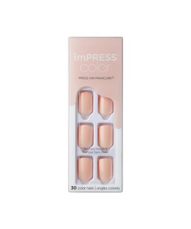 KISS imPRESS Color Press-On Nails, Gel Nail Kit, PureFit Technology, Short Length, Peevish Pink, Polish-Free Solid Color Manicure, Includes Prep Pad, Mini Nail File, Cuticle Stick, and 30 Fake Nails Pink 1 Count (Pack of 1)
