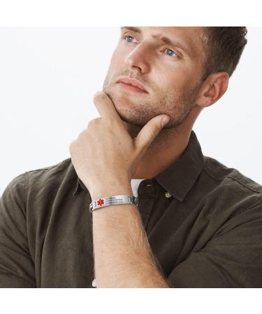 Personalized Emergency Medical Bracelets for Men & Women | Free Engraving | Stainless Steel Medical ID Bracelets (7.5-8.5 Inches - Buy Online on GoSupps.com