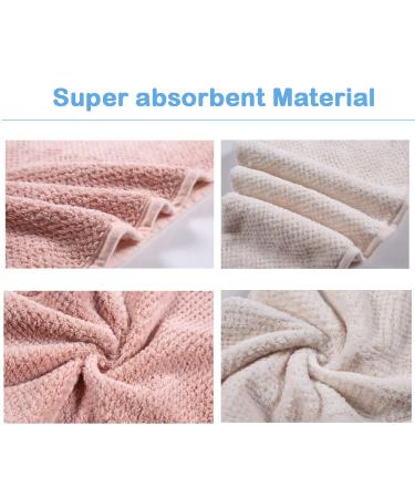 2 Pack Microfiber Hair Towel Wrap with Button - Pink & Beige | Dry Hair Hat for Quick Drying | Bath Hair Cap for Women - Buy Online on GoSupps.com