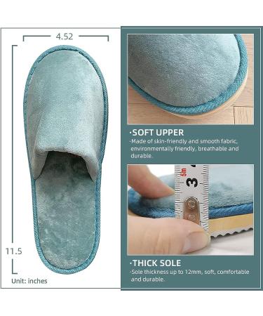 6 Pairs Washable & Reusable Spa Slippers - Soft Coral Fleece Indoor Hotel Slippers - Blue/Cream - Ideal for Guests, Travel, Wedding - Buy Online on GoSupps.com