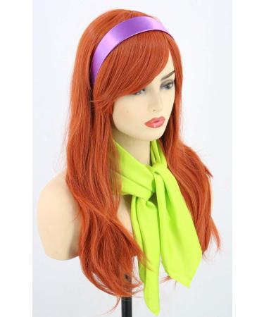 Topcosplay Long Wavy Orange Wig with Headband Scarf | Perfect for Halloween Costume & Cosplay - Buy Online on GoSupps.com