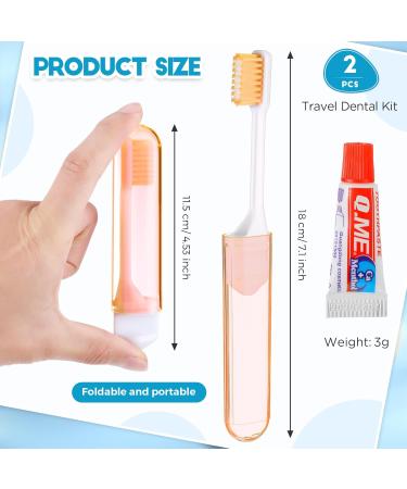 Buy Nuen Portable Soft Toothbrush Set - 2 Foldable Travel Toothbrushes with Toothpaste for Adults | Ideal Camping & Travel Companion - Orange Shell Case - Buy Online on GoSupps.com
