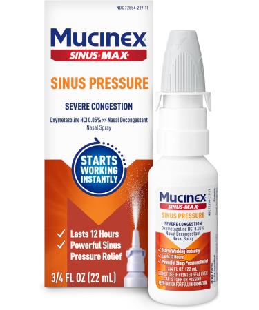 Mucinex Sinus-Max Severe Nasal Congestion Relief Sinus & Allergy Nasal Spray, 0.75 Fl Oz - Buy Online on GoSupps.com