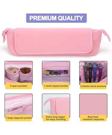 Heat Resistant Mat Travel Bag | Neoprene Curling Iron Holder | Hair Styling Tools Organizer | Pink | 18x4 Inches - Buy Online on GoSupps.com