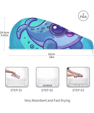 Cute Seal Hair Towel 2 Pack - Super Absorbent Quick Dry Hair Turbans for Women & Girls - Perfect Hair Drying Solution - Buy Online on GoSupps.com