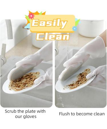 2 Pairs Pink Silicone Dishwashing Gloves Brush Reusable Dish Gloves Medium Women Cleaning Gloves Dishwasher Gloves for Women Kitchen Cleaning - Buy Online on GoSupps.com