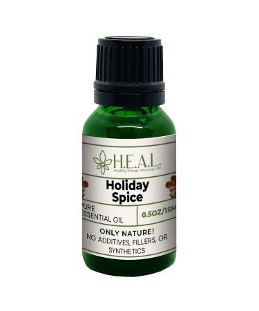 H.E.A.L.'s Holiday Spice Essential Oil Blend 0.5oz Nutmeg Cinnamon and Clove Aromatherapy Blend