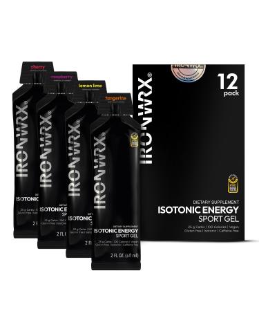 Isotonic Energy Gels | 25g Rapid Carbs & Electrolytes | No-Mess Endurance Fuel for Running Cycling & Triathlons | 12 Pack: Raspberry Tangerine Cherry Lemon Lime | Informed Sport Certified Variety Pack 12 Pack