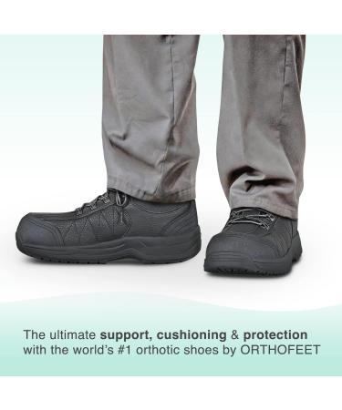 Orthofeet Men's Work Shoes with Arch Support & Pain Relief Technology - Dolomite 10 X-Wide Black - Ideal for Plantar Fasciitis, Diabetic, Arthritis - Composite Toe, Slip Resistant - Buy Online on GoSupps.com