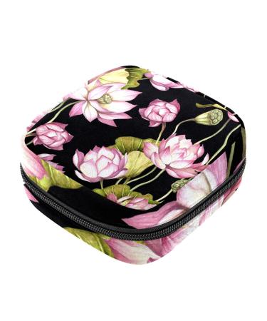 Sanitary Napkin Storage Bag Pink Lotus Flower Menstrual Cup Pouch Nursing Pad Holder Tampon Bags Feminine Product Pouches Portable Period Kit Bag Color 12