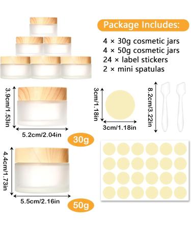 Buy Piwosgol 8-Piece Glass Jars Set - 30ml & 50ml Empty Cans for Cosmetics Creams & Lip Balms - Wooden Lid Clear Matted Pots - International Shipping Available - Buy Online on GoSupps.com