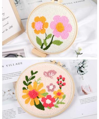 Pllieay 2 Set Punch Needle Embroidery Starter Kits - Instructions, Fabric, Pattern, Yarns, Hoops for Rug-Punch & Pinch Needle Flowers - Buy Online on GoSupps.com