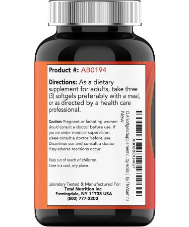 CLA 3000 Supplement - 180 Softgels - 3000mg - Safflower Oil | CLA Pills for Women & Men - Support Diet & Weight Goals - Omega-6 Fatty Acids | TNVitamins - Buy Online on GoSupps.com