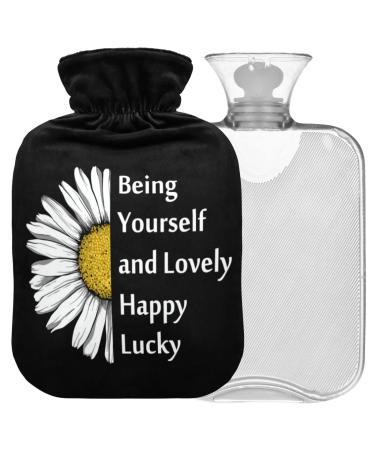 Naanle hot hot water bottle with cover beautiful daisy flower transparent hot water bottle 2 l large hot water bottle for menstrual cramps pain relief handfoots heat and cold therapy