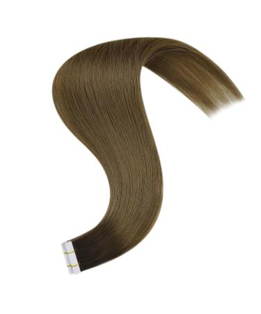 Youngsee 50cm Real Hair Tape Extensions - Darker Brown Ombre Light Brown Skin Weft 5pcs Virgin Hair #R3/8 - Buy Online on GoSupps.com
