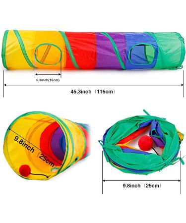 PAOPO 2-Way Collapsible Cat Tunnel Toy with Peek Hole and Ball - Interactive Cat Tube for Indoor Cats, Kittens, and Puppies - Perfect for Play and Chase - Buy Online on GoSupps.com