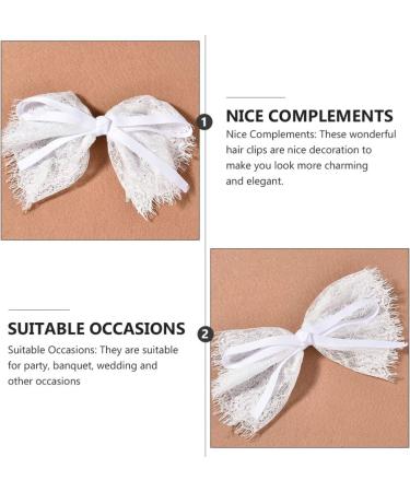 Minkissy Big Bow Hair Barrette Lace Bowknot Hair Clips Ribbon Bow Clips Decorative Hair Accessories for Women Girls Teens (White) - Buy Online on GoSupps.com
