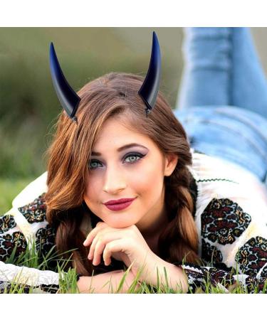 Devil Horns Hair Clips | Devil Horns Costume | Halloween Cosplay Costume Headwear Accessories Gothic Devil Horns Hairpin Gothic Scary Horns Cosplay Purple - Buy Online on GoSupps.com
