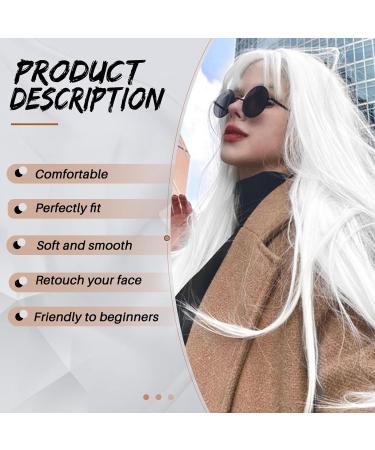 Allbell White Wig for Women - Long Silk Heat-Resistant Synthetic Hair with Bangs | Natural-Looking Perfect for Daily Wear Parties & Cosplay - Buy Online on GoSupps.com