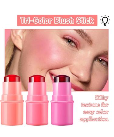 Shop 3 Colors Milk Cooling Water Jelly Tint 3-in-1 Blush & Lip Gloss Long-Lasting Moisture Multi-Use Milk Tint Stick for Lips & Cheeks - International Shipping Available - Buy Online on GoSupps.com
