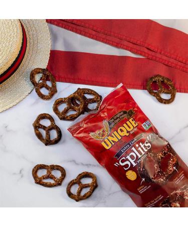Unique Snacks Extra Dark Splits Pretzels - Vegan, Non-GMO, Kosher 11oz (Pack of 12) - Buy Online on GoSupps.com