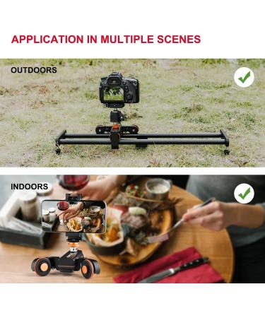 YELANGU Motorized Camera Dolly and Slider Set | 3-Speed Adjustable Wireless Electric Car with 24/62cm Track Rail | Remote Control | For Camera, Camcorder, Smartphone | Up to 6.6lb/3kg - Buy Online on GoSupps.com