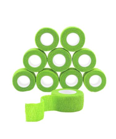 GooGou Self Adhesive Bandage Finger Tape Rolls Non-Woven Ventilate Flexible Wrap for Sprain Swelling and Soreness on Wrist and Ankle 10PCS 1 in X 14.7 ft (Green)