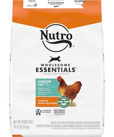 NUTRO WHOLESOME ESSENTIALS Indoor Adult Dry Cat Food Chicken & Brown Rice 6.35kg Bag & Wholesome Essentials Adult Dry Cat Food Salmon & Brown Rice Recipe 6.35 kg Bag - Buy Online on GoSupps.com