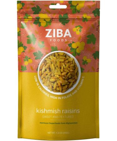 Ziba Foods Kishmish Raisins | Non-GMO, Vegan, Whole 30 Friendly & Paleo | Superfood Naturally High in Fiber, Iron and Immune Boosting Antioxidants, 5.3 oz 5.3 Ounce (Pack of 1)
