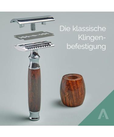 Socialic Razor Plane Set - High-Quality Safety Razor with Wooden Handle 5 Blades & Holder | Gentle Wet Shave & Hair Removal - Buy Online on GoSupps.com