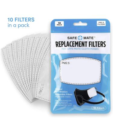 Safe-Mate 50 Pack PM 2.5 Carbon Filter Inserts for Adult Cloth Masks - 5 Layer Replacement Filters for S/M & L/XL Masks - Buy Online on GoSupps.com