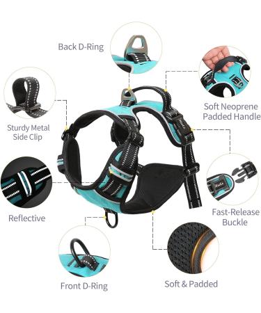 Premium Heele Dog Crockery & No-Pull Harness - Adjustable Reflective & Breathable for Medium Dogs - Turquoise XL - Buy Online on GoSupps.com