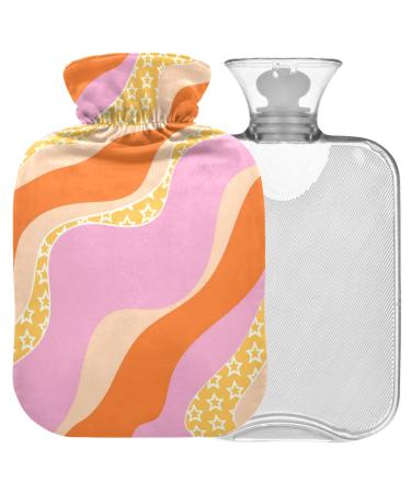 Naanle hot water bottle with lid flower shaft stripes Transparent hot water bottle heat bottle for back pain relief handfoot warmer neck warmth and cold therapy 2l