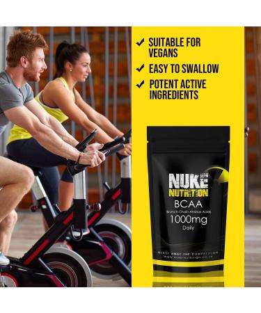 Nuke Nutrition BCAA Capsules 1000mg | Essential Amino Acids for Lean Muscle Growth | Vegan 365 Count - Buy Online on GoSupps.com