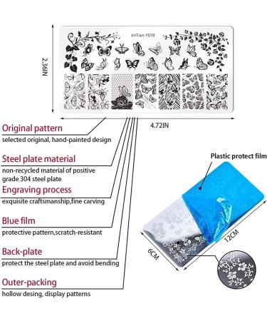 4Pcs Butterfly & Flower Nail Art Stamping Plates - DIY Manicure Templates for Women and Girls - Buy Online on GoSupps.com