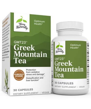 Terry Naturally GMT23 Greek Mountain Tea - 30 Capsules - Supports Optimum Health - Non-GMO Vegan - 30 Servings Without Bacopa