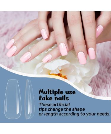 Short T-Shaped Nail Tips - 120 Pieces Soft Gel Extensions | Clear Square Acrylic Nails for Women - 12 Sizes Available - Buy Online on GoSupps.com
