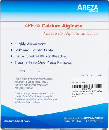 Calcium Alginate Wound Dressings (10/Box) - 4.25 x 4.25 - Areza Medical - Buy Online on GoSupps.com