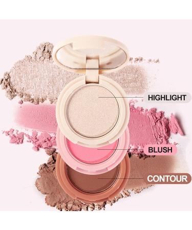  Rubu22a 3-Color Eyeshadow Palette Long-Lasting Smudge-Proof Blendable 3-in-1 Cream Blush with Matte Finish Face Makeup Palette (C) - Buy Online on GoSupps.com