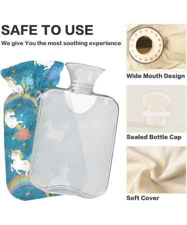 Hot Water Bottle 2L - Cute Baby Unicorns Cover | Pain Relief & Winter Hand Feet Warmer - Buy Online on GoSupps.com